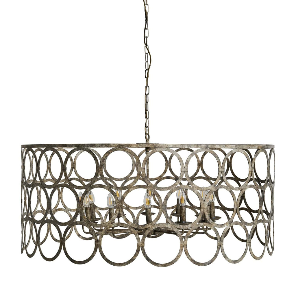 Runde grosse Deckenlampe aus Eisen in Silber - Maison Oudh