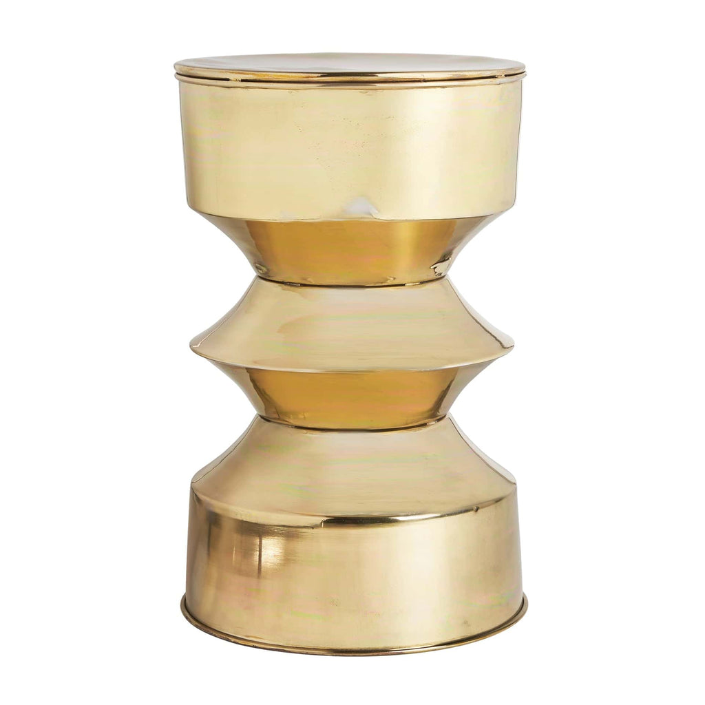 Runder Beistelltisch in Gold hergestellt aus Eisen und Messing - Maison Oudh