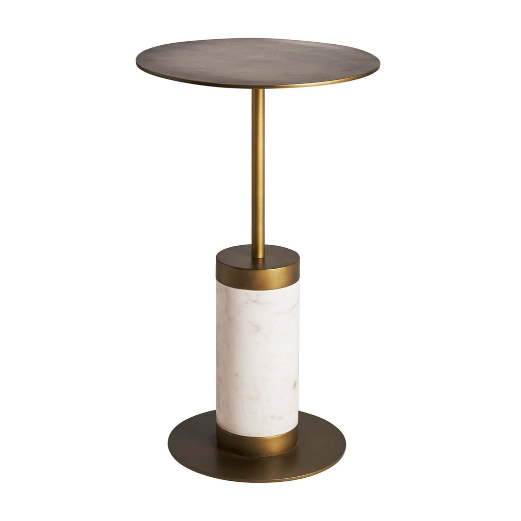 Runder Beistelltisch in Gold kombiniert mit weissem Marmor - Maison Oudh