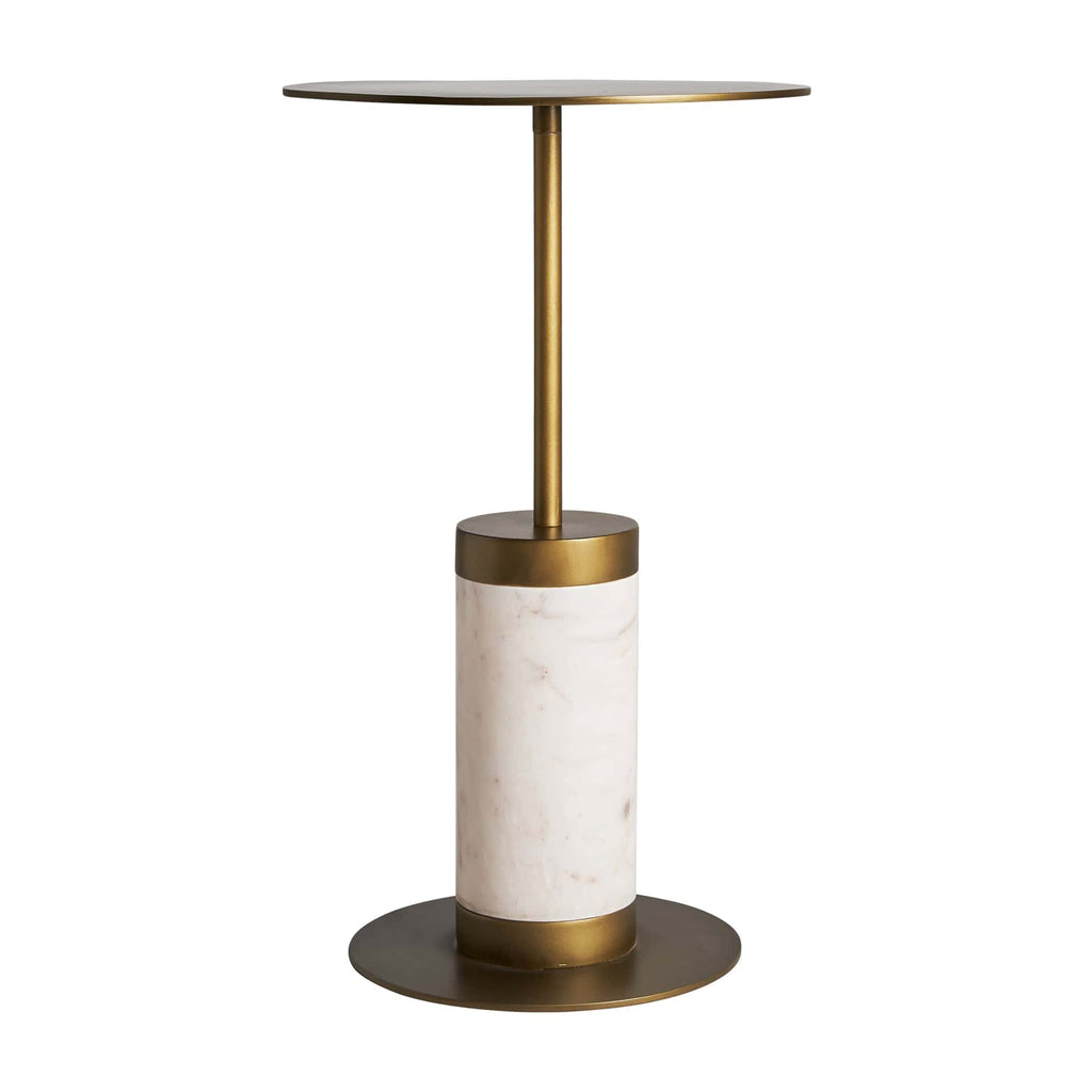 Runder Beistelltisch in Gold kombiniert mit weissem Marmor - Maison Oudh