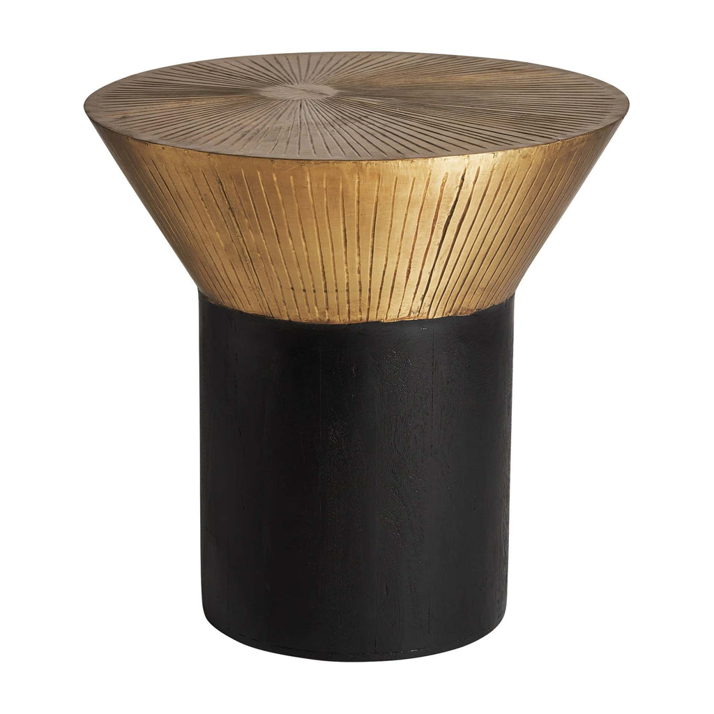 Runder Beistelltisch mit einer strukturierten Tischplatte in Gold - Maison Oudh