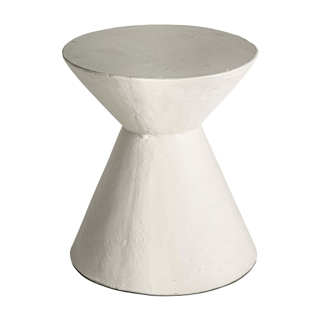 Runder Beton Beistelltisch in Weiß - Maison Oudh