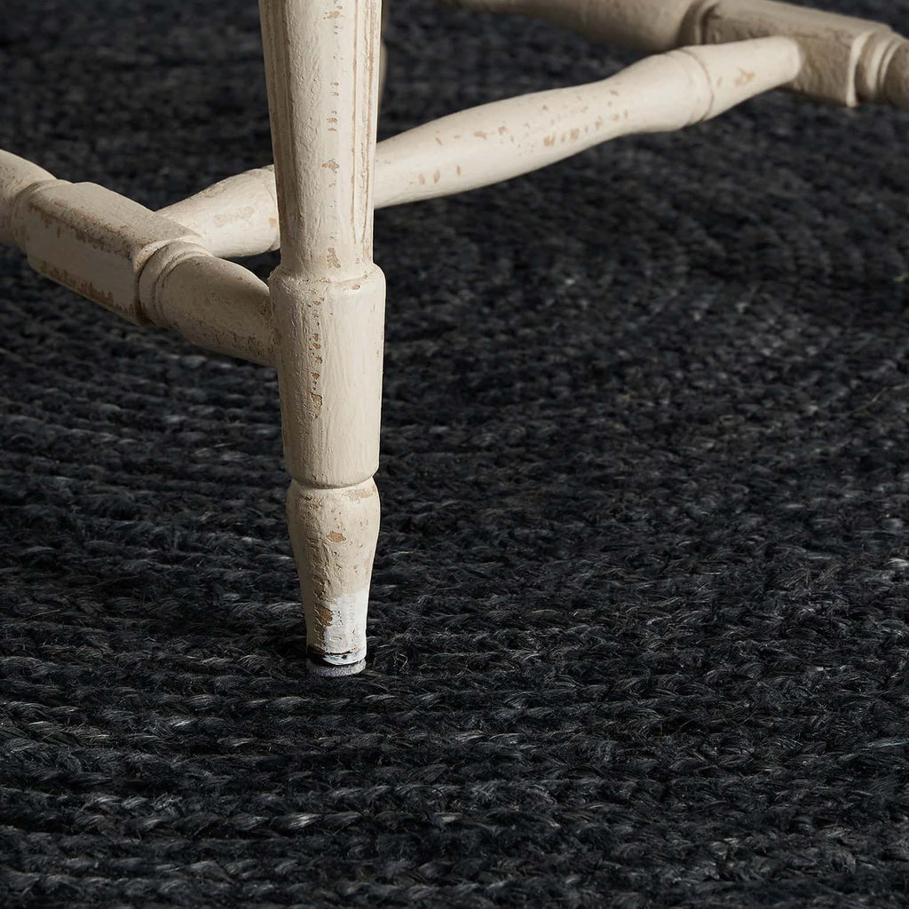 Runder Contemporary Jute-Teppich in Schwarz - Maison Oudh