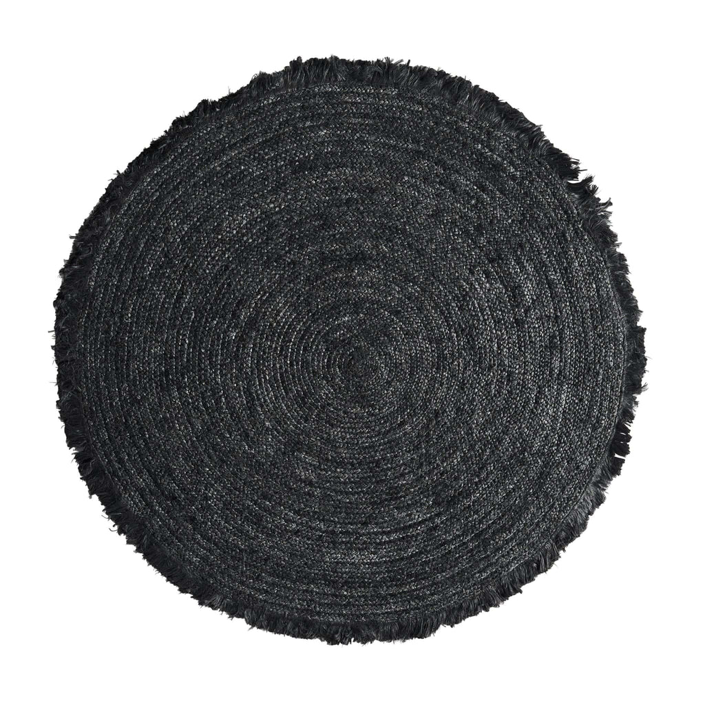 Runder Contemporary Jute-Teppich in Schwarz - Maison Oudh