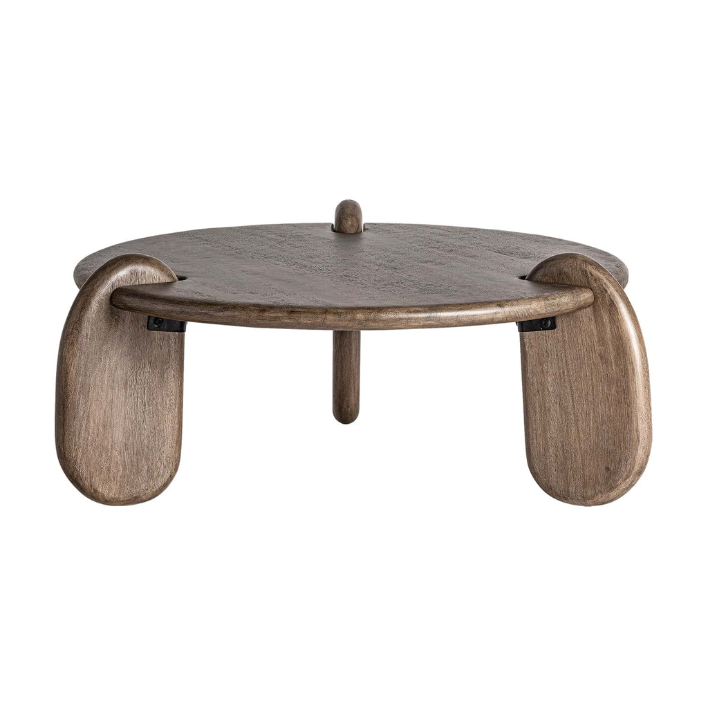Runder Couchtisch aus Mangoholz kombinert mit drei Beinen - Maison Oudh