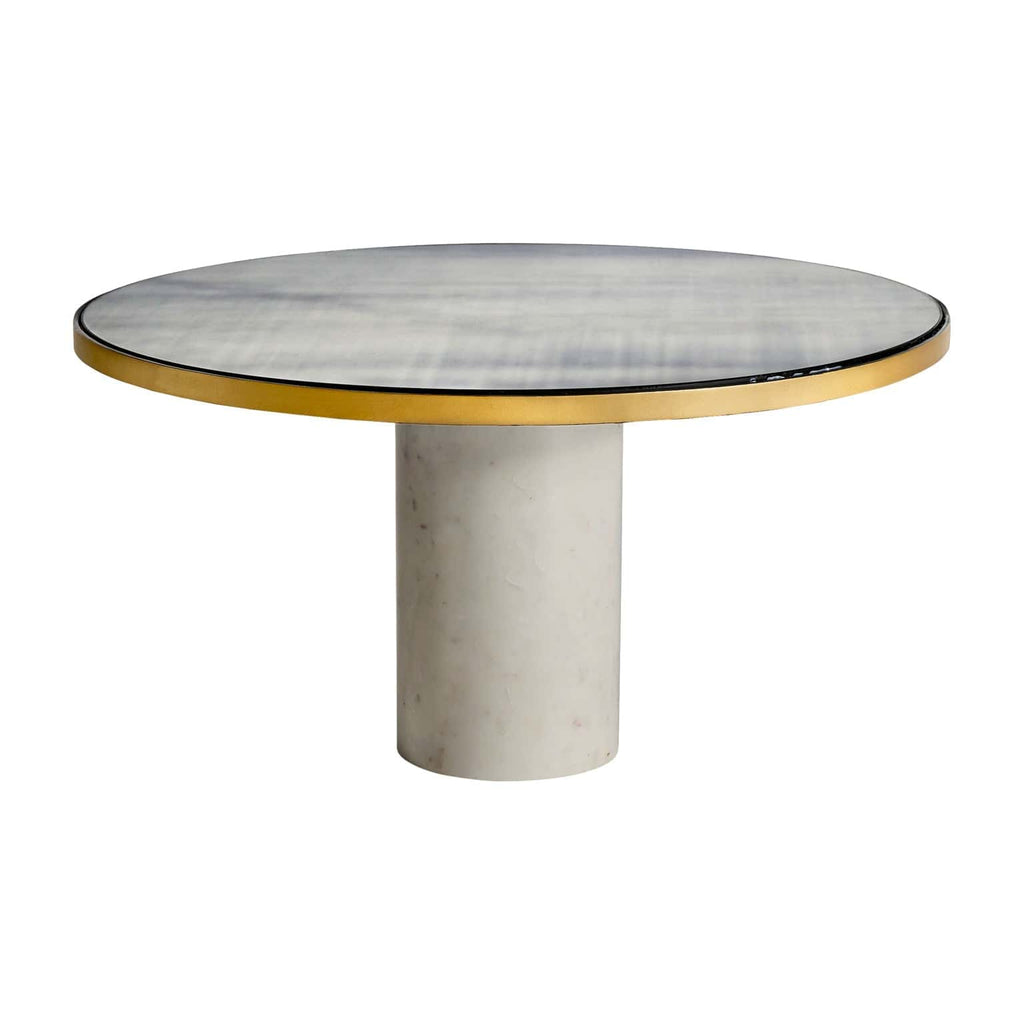 Runder Couchtisch aus Marmor in Weiss und Gold - Maison Oudh