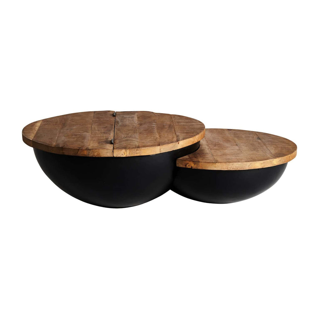 Runder Couchtisch im 2er Set mit Stauraum - Maison Oudh