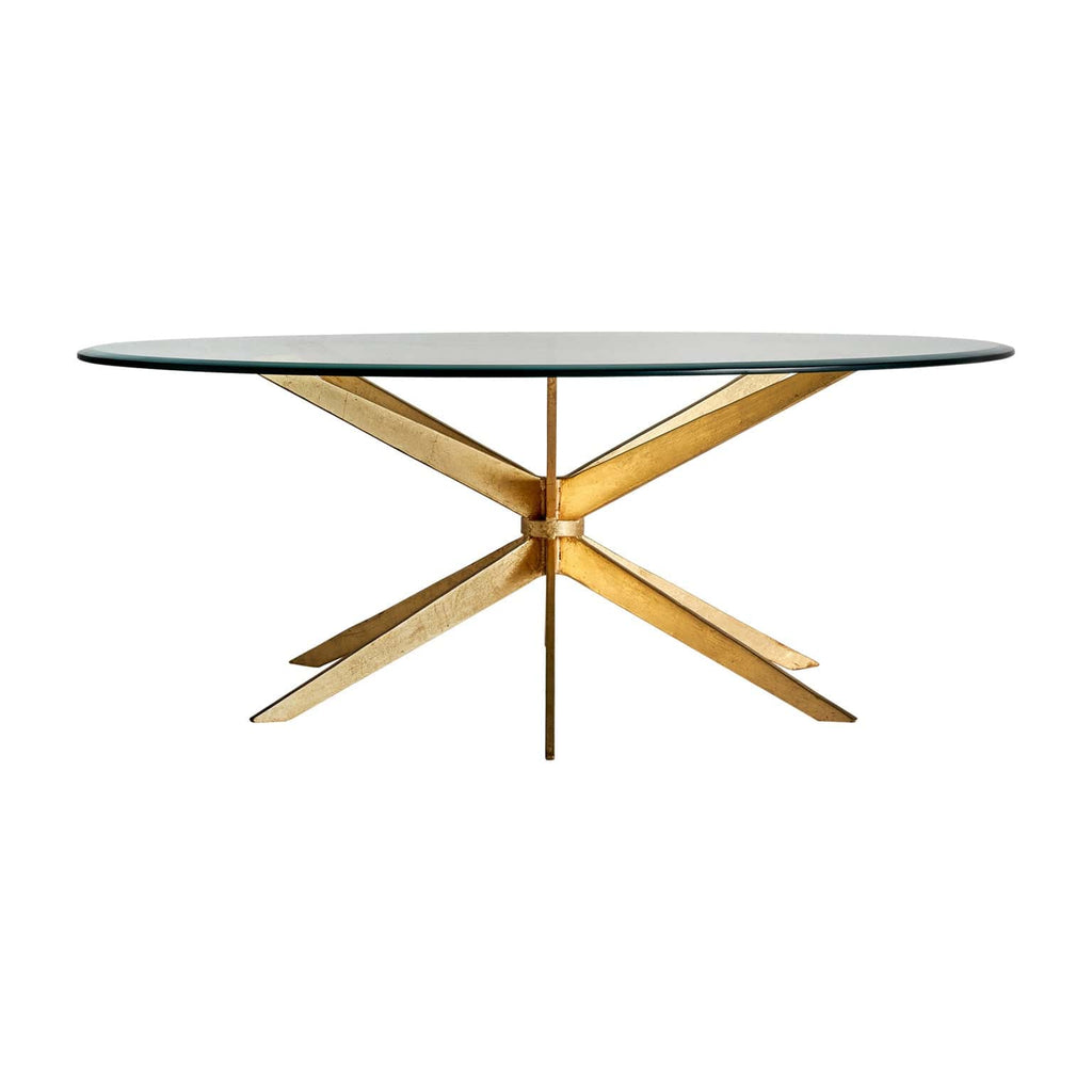 Runder Couchtisch in Gold mit einer Tischplatte aus Glas - Maison Oudh