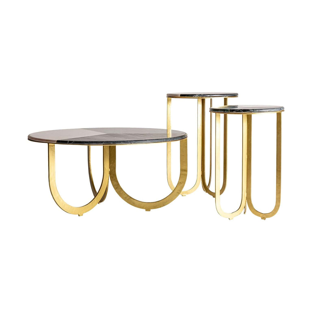 Runder Couchtisch mit einer Marmorplatte - Maison Oudh