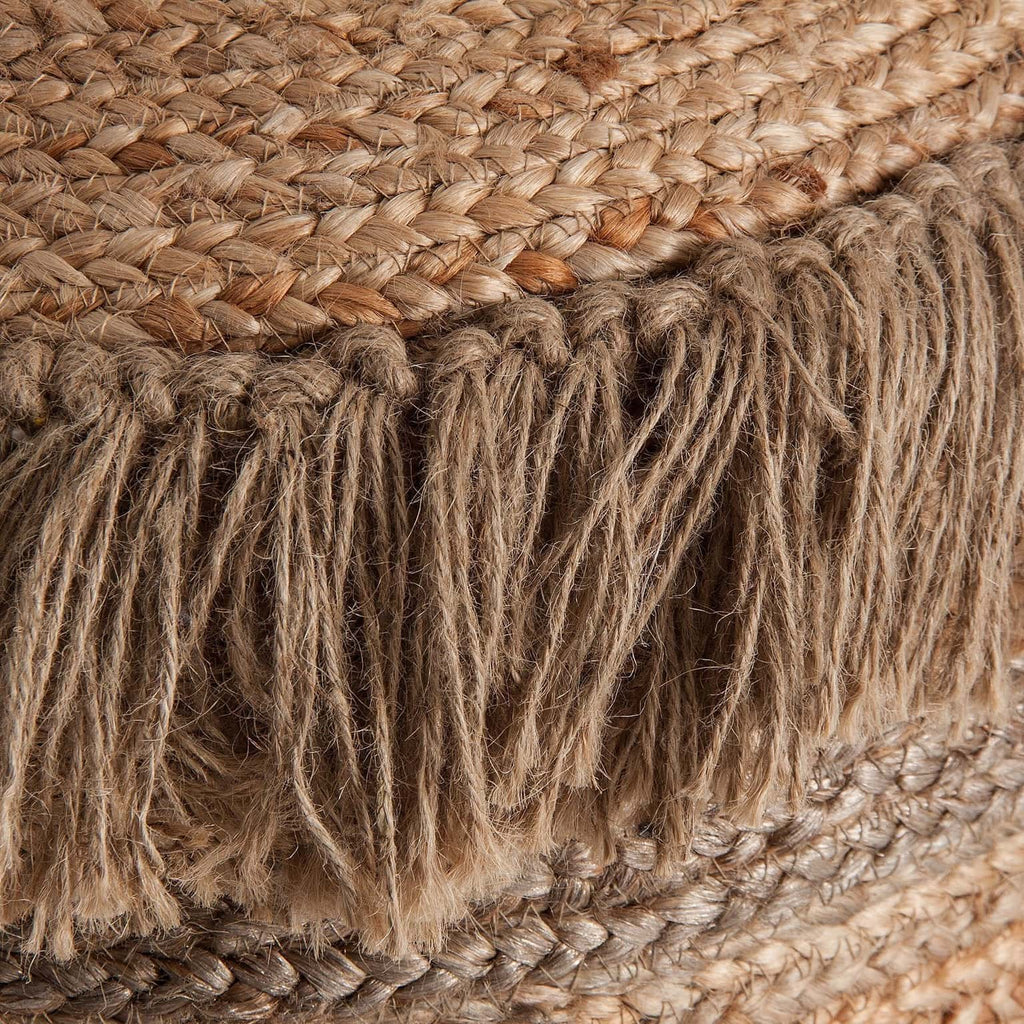 Runder Pouf aus Jute mit Fransen im Vintage Design - Maison Oudh