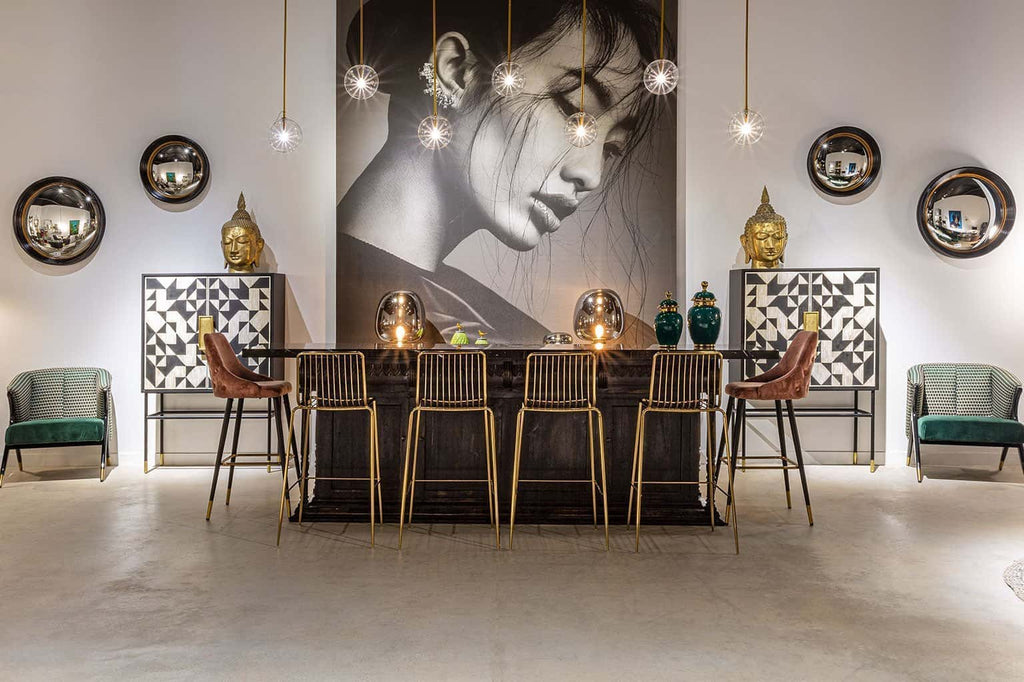 Runder Spiegel in Schwarz und Gold - Maison Oudh