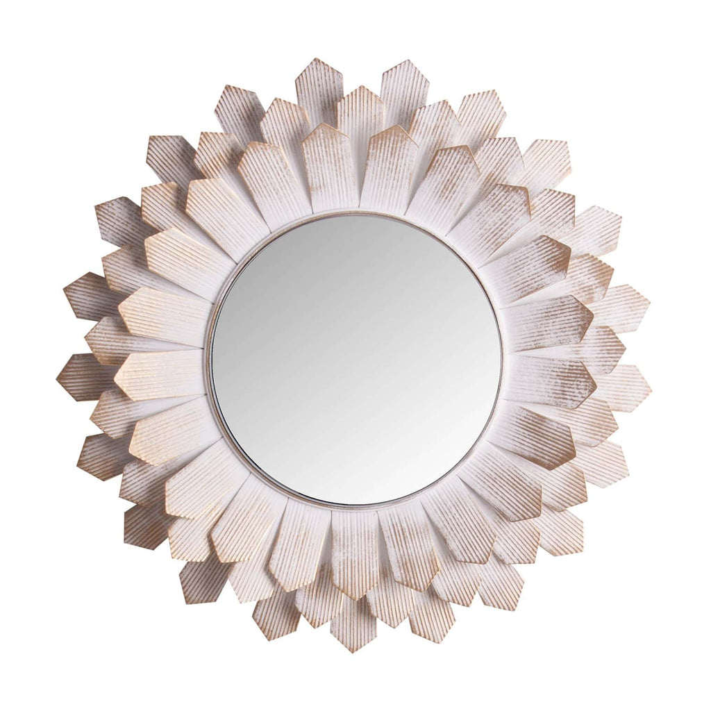 Runder Spiegel in Weiss und Gold - Maison Oudh