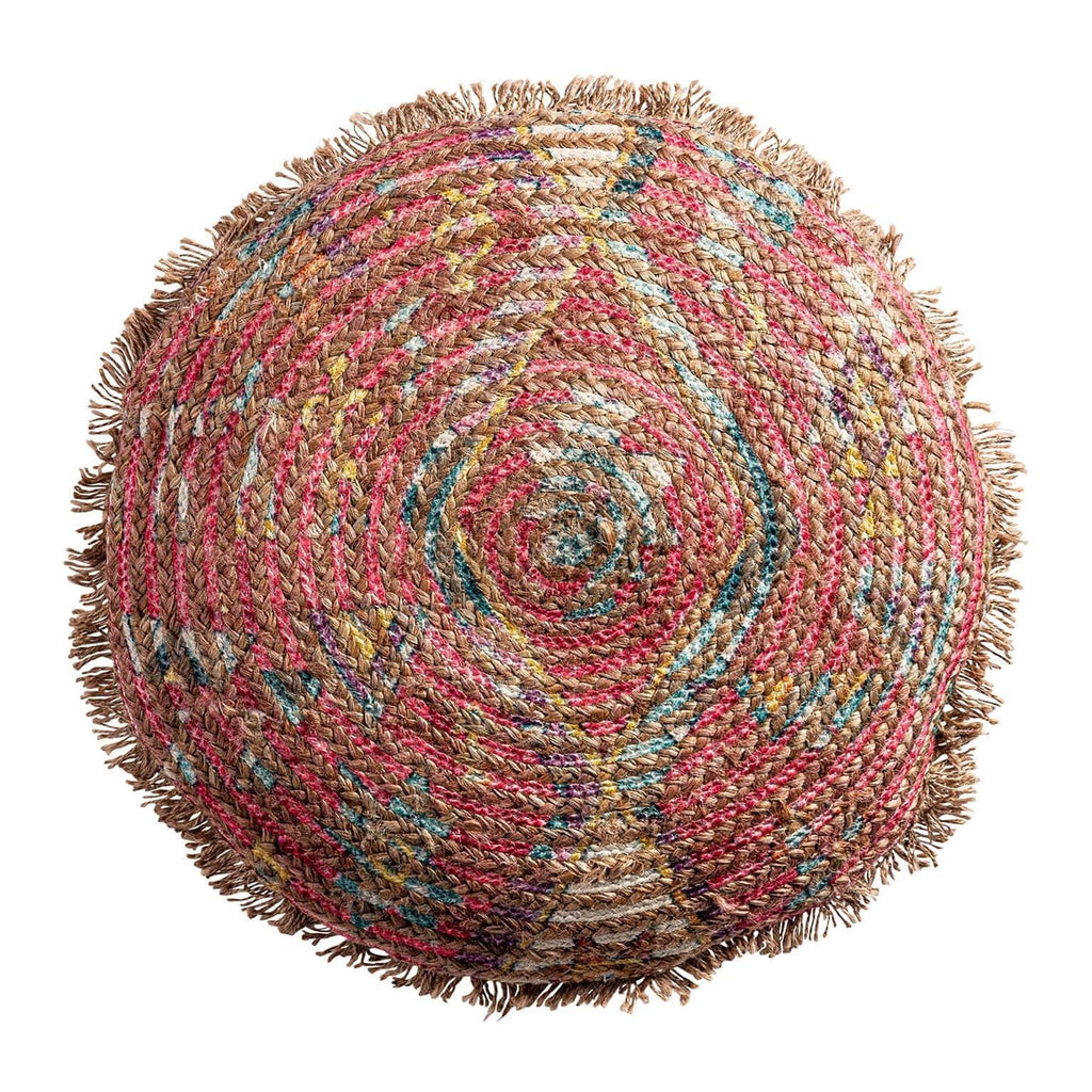 Rundes Vintage Kissen aus Jute und Baumwolle - Maison Oudh