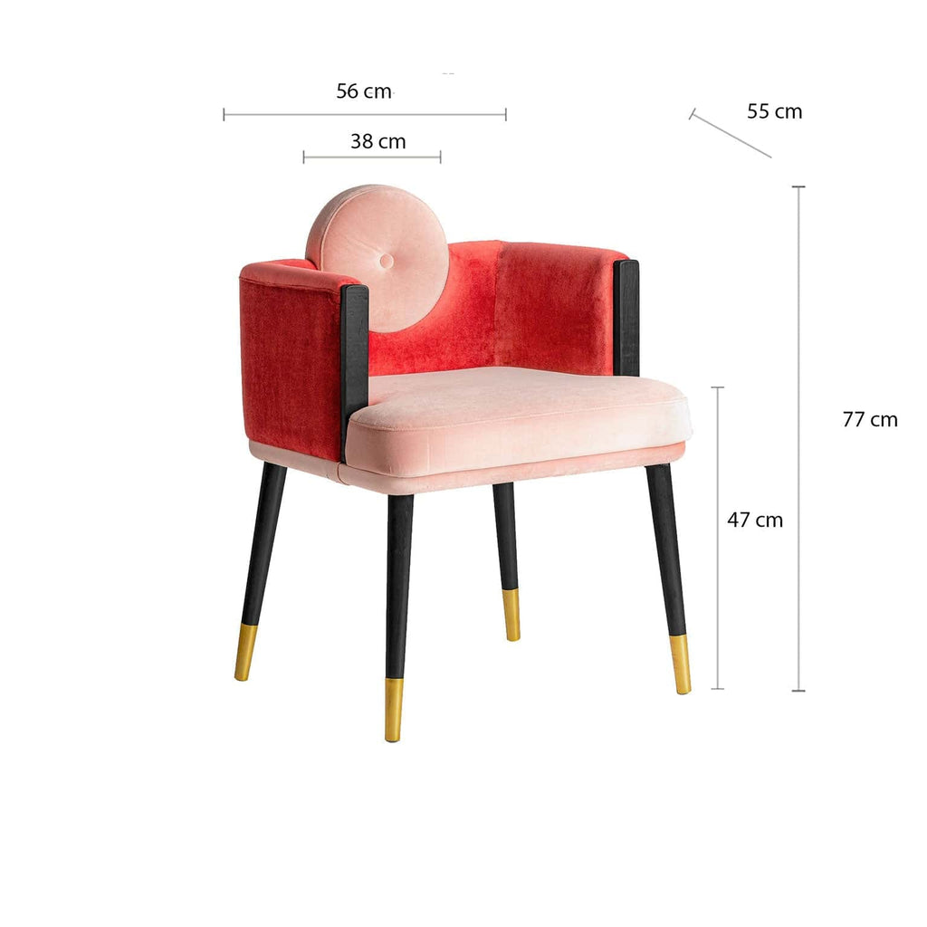 Samtstuhl aus Walnussbaumholz in Rosa - Maison Oudh