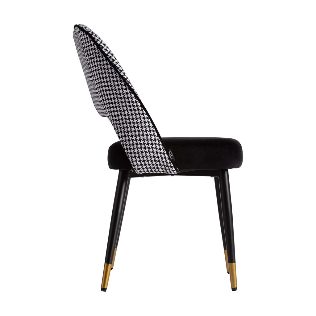 Samtstuhl im 2er Set in Schwarz & Weiss kombiniert mit Gold im Art Deco Stil - Maison Oudh