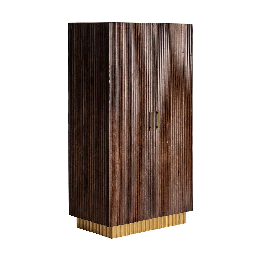 Schrank aus Mangolholz mit goldenen Elementen - Maison Oudh