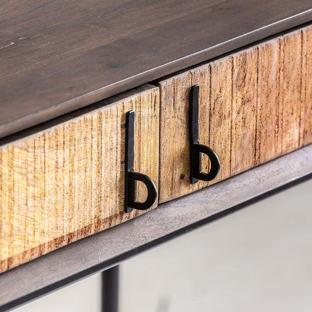 Schreibtisch aus Mangoholz mit zwei Schubladen - Maison Oudh