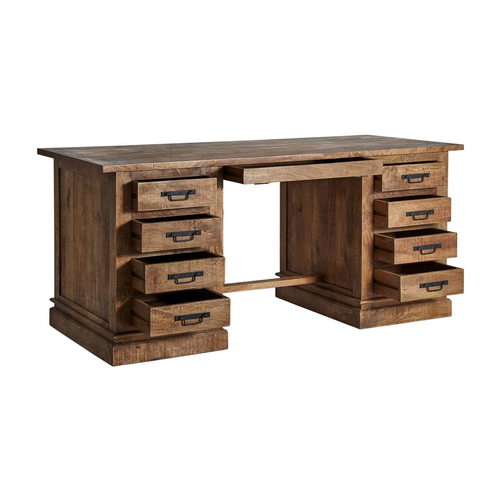 Schreibtisch mit Schubladen aus Mangoholz im Kolonial Stil - Maison Oudh