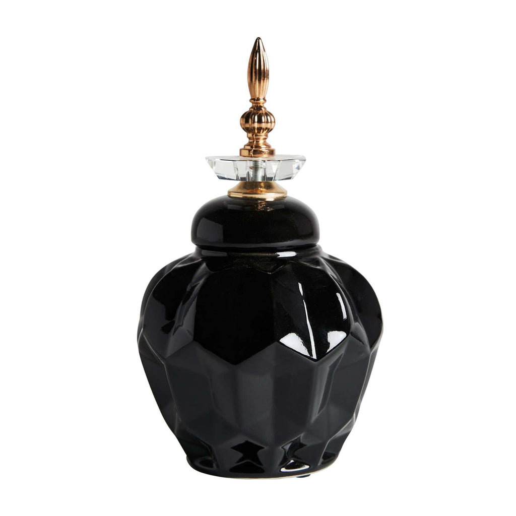 Schwarze Keramikvase mit goldenem Deckel im Orientalischen Stil  - Maison Oudh