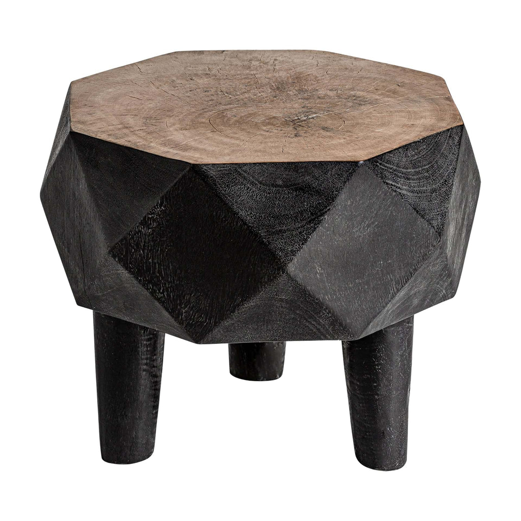 Schwarzer Couchtisch aus Mangoholz im Ethno Stil - Maison Oudh