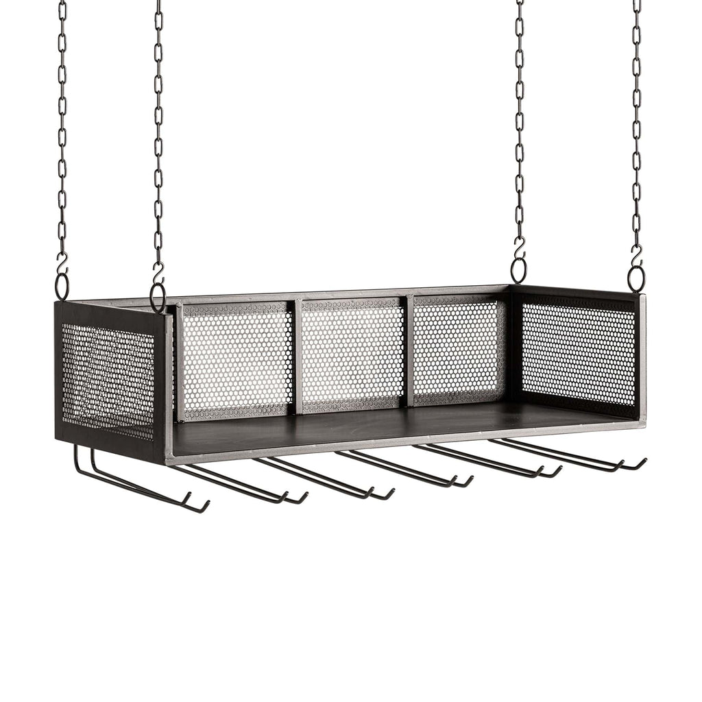 Schwarzes Hängeregal aus Eisen für die Bar inklusive Glashalter - Maison Oudh