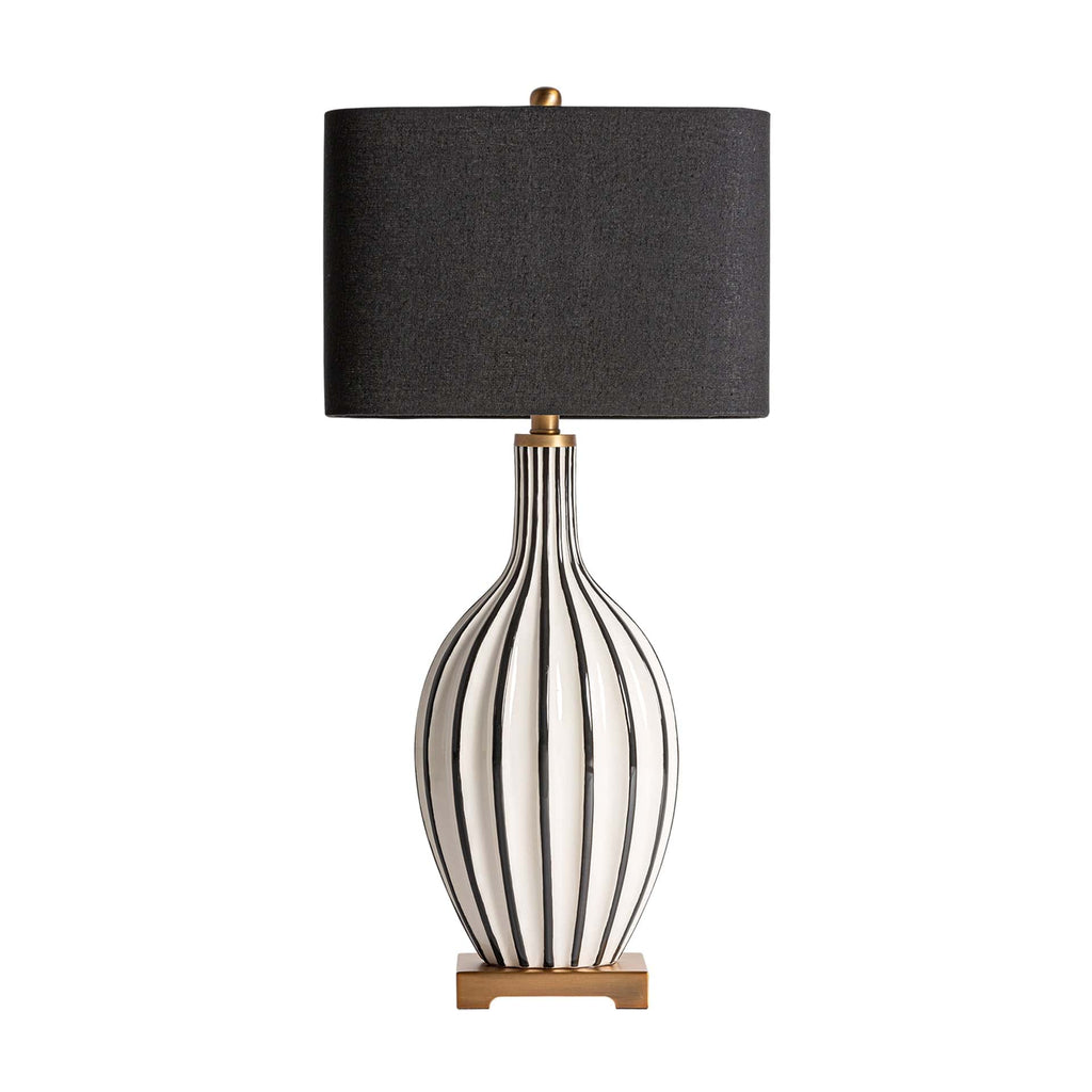 Schwarzweisse Art Deco Tischlampe mit goldenem Akzent - Maison Oudh