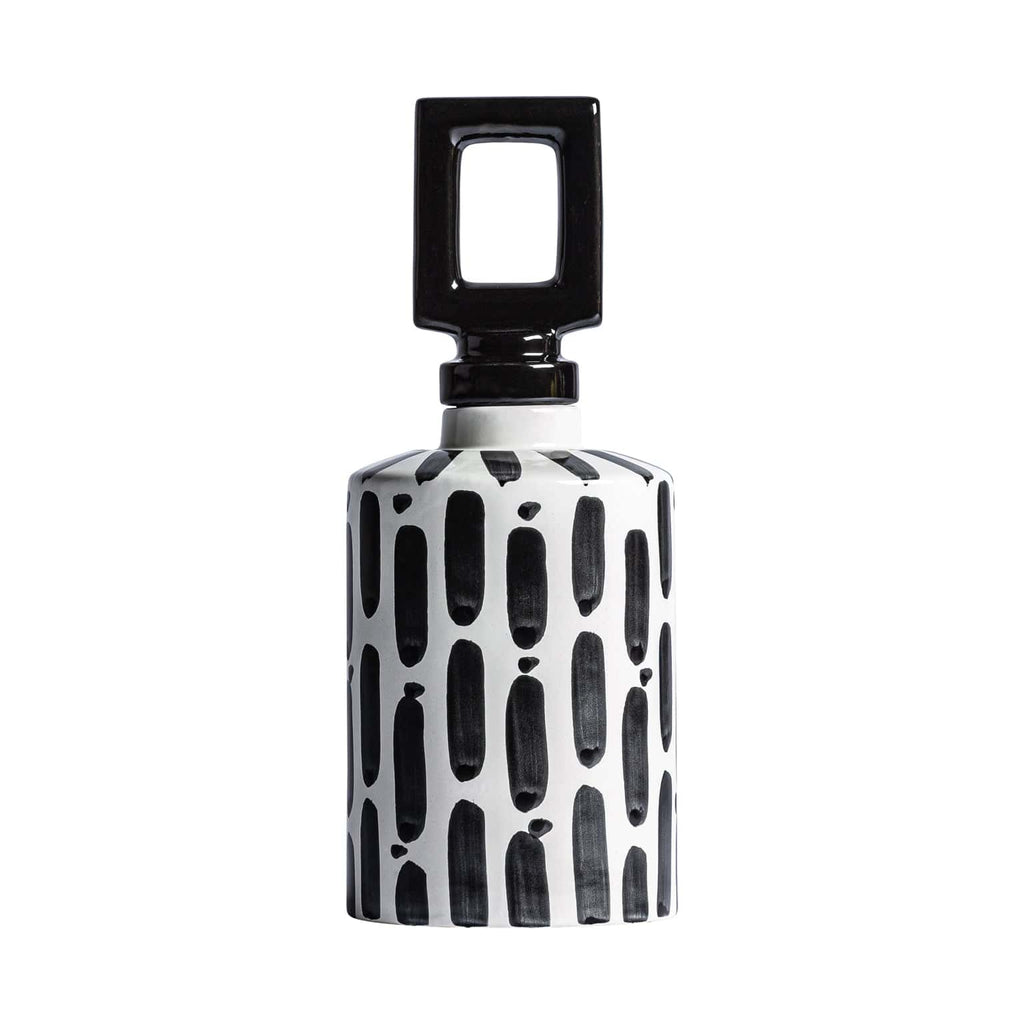 Schwarzweisse Keramikvase mit Deckel - Maison Oudh