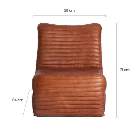 Sessel aus braunem Leder im Vintage Stil - Maison Oudh