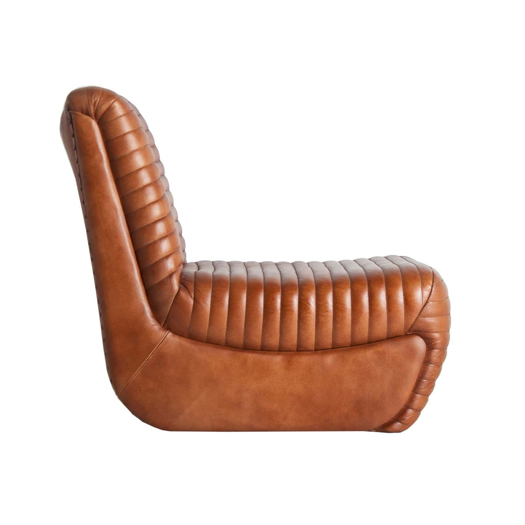 Sessel aus braunem Leder im Vintage Stil - Maison Oudh