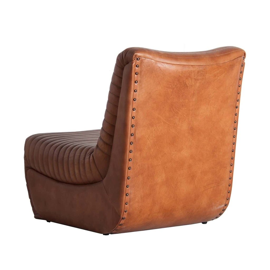 Sessel aus braunem Leder im Vintage Stil - Maison Oudh