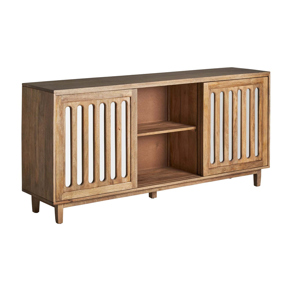 Sideboard aus Mangoholz im Contemporary Stil mit dekorativer Spiegelfront - Maison Oudh