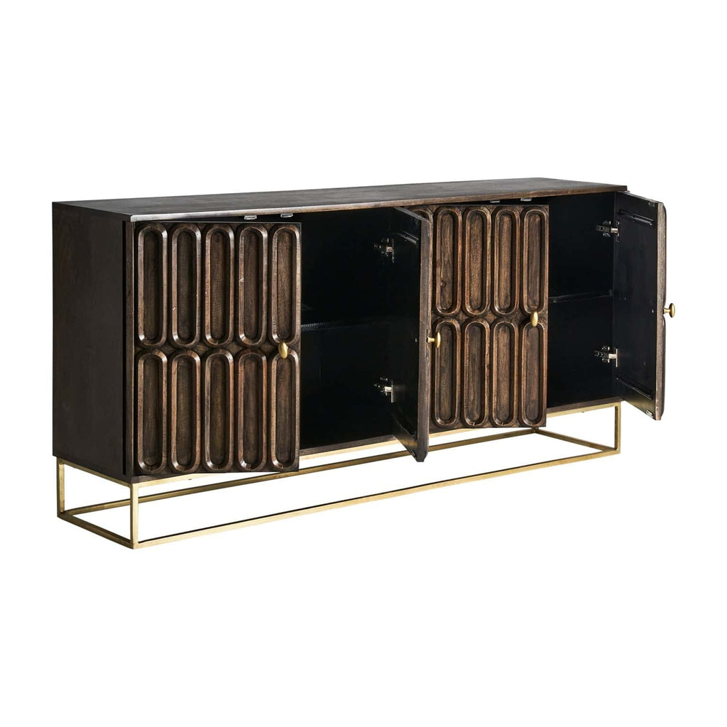 Sideboard aus Mangoholz mit Elementen in Gold - Maison Oudh