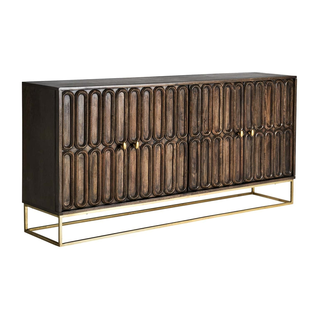 Sideboard aus Mangoholz mit Elementen in Gold - Maison Oudh
