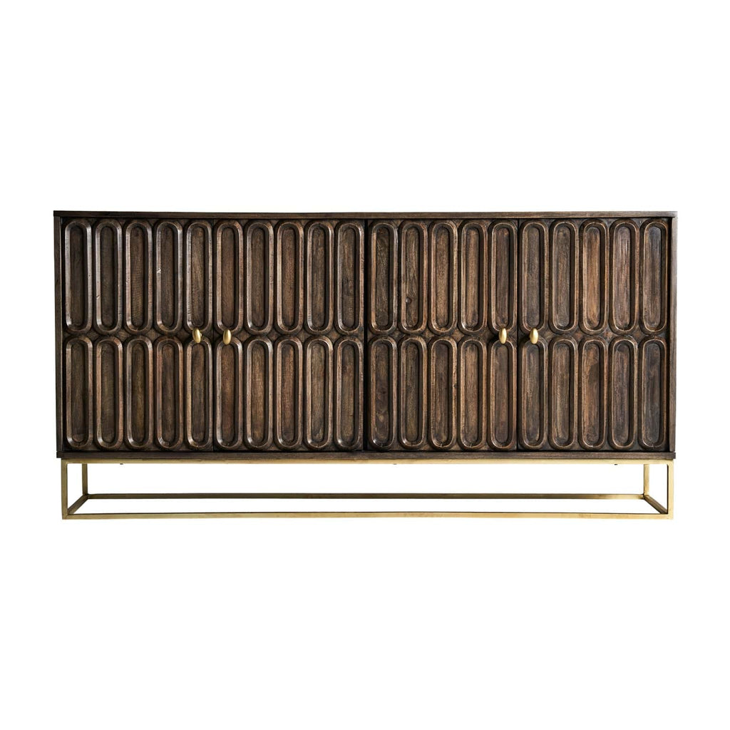 Sideboard aus Mangoholz mit Elementen in Gold - Maison Oudh