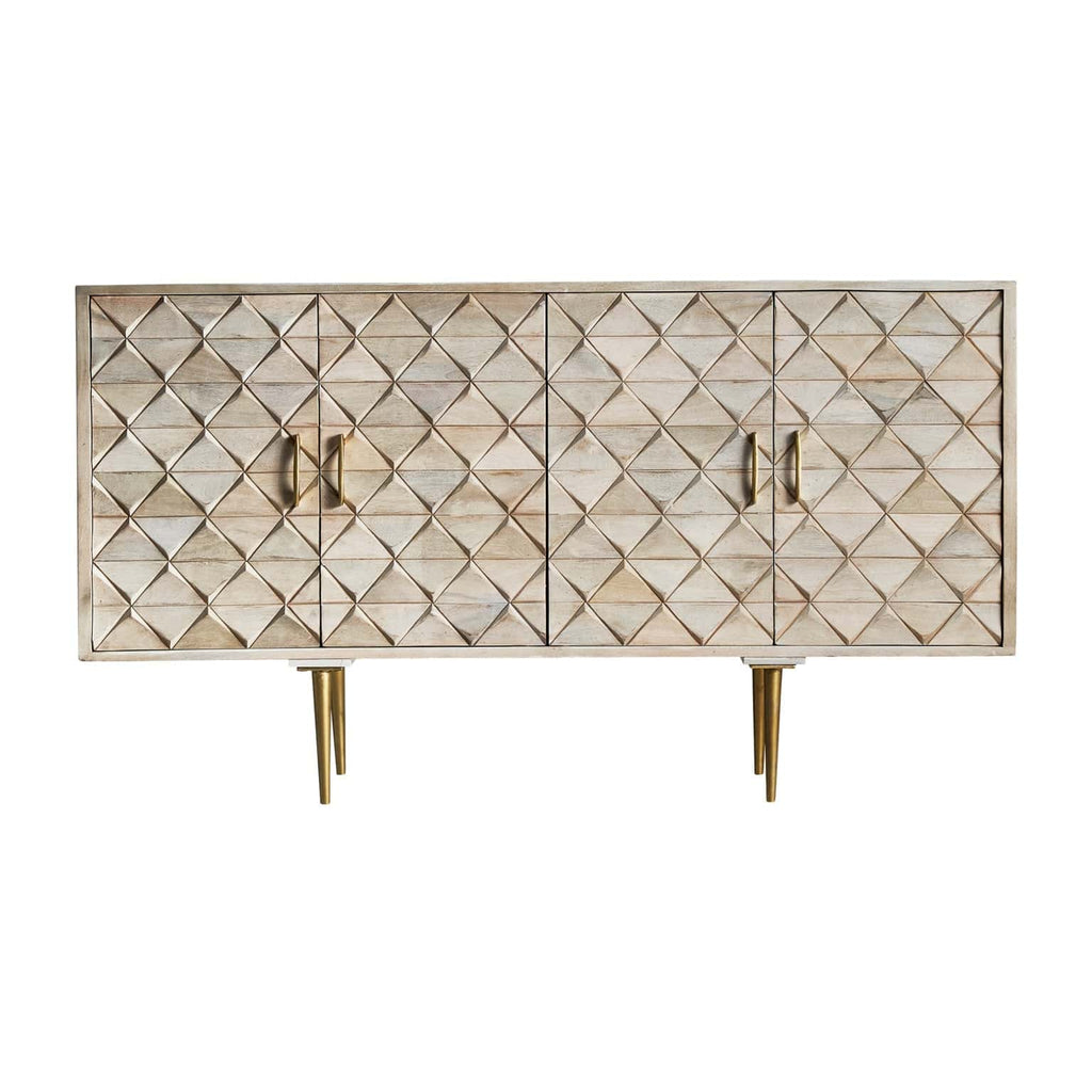 Sideboard aus Mangoholz mit goldenen Elementen - Maison Oudh