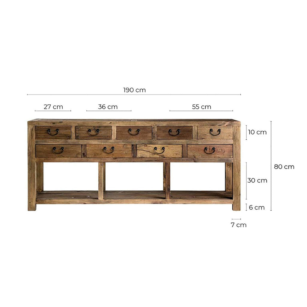 Sideboard aus recyceltem Kiefernholz mit Schubladen - Maison Oudh
