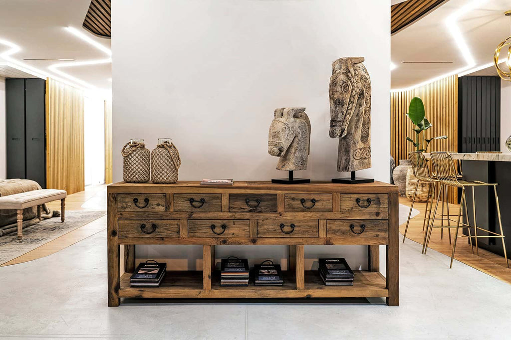 Sideboard aus recyceltem Kiefernholz mit Schubladen - Maison Oudh