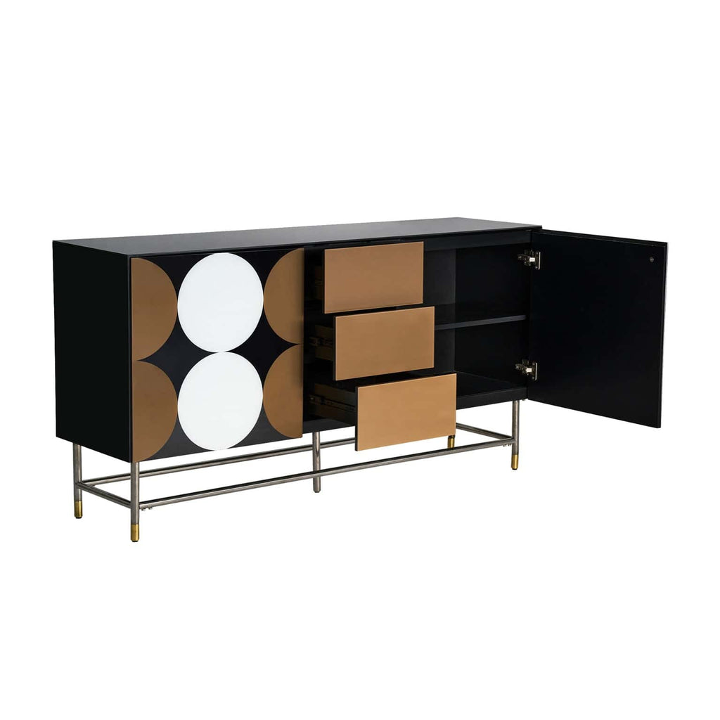 Sideboard im Art Deco Stil mit geometrischen Applikationen - Maison Oudh