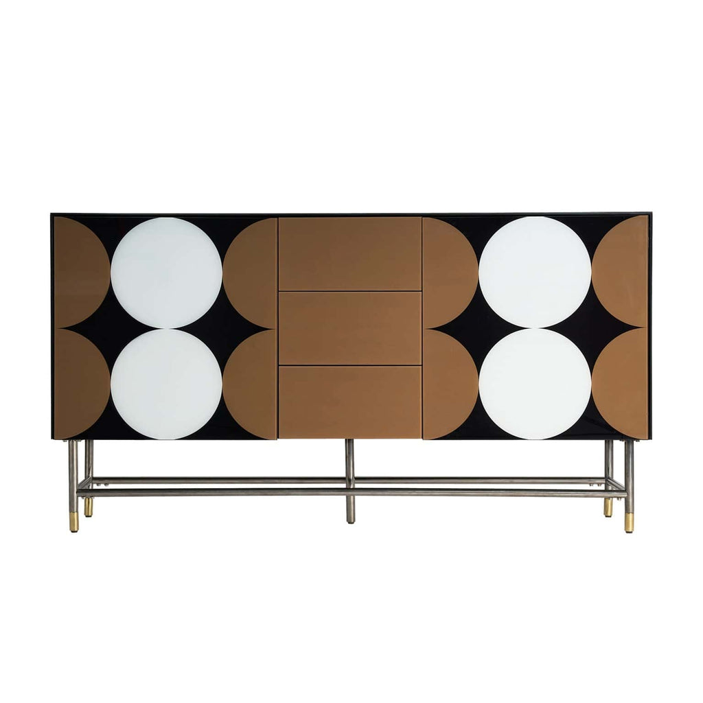 Sideboard im Art Deco Stil mit geometrischen Applikationen - Maison Oudh