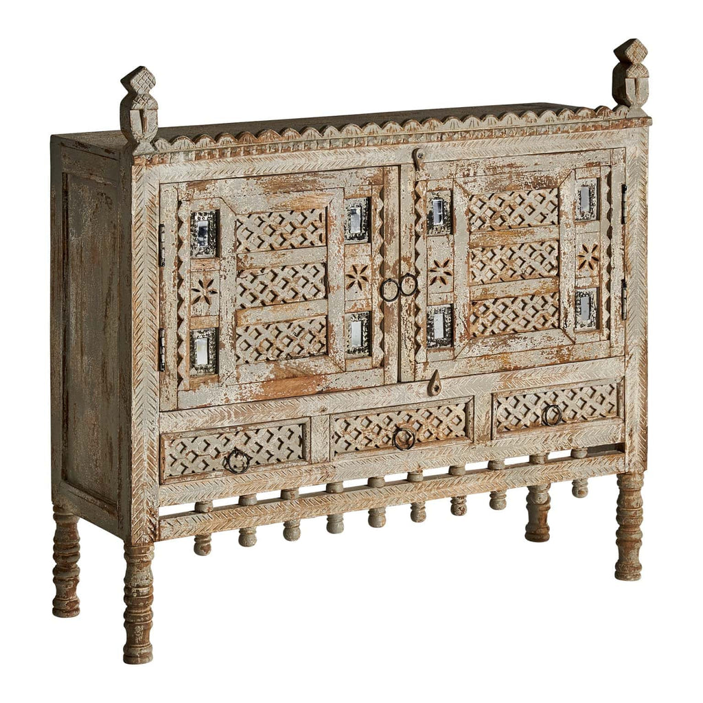 Sideboard im Oriental Stil mit Schnitzereien aus Mangoholz - Maison Oudh