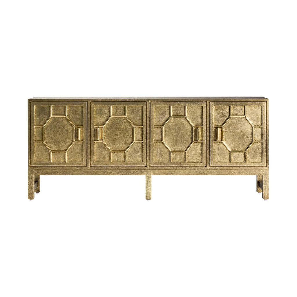 Viertüriges Art Deco Sideboard in Gold aus Messing 