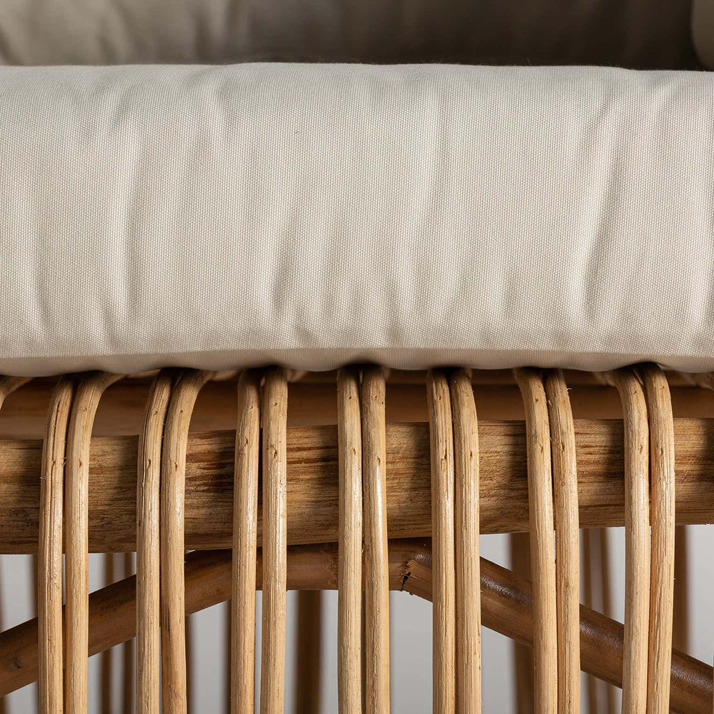 Sofa aus Rattan kombiniert mit weisser Baumwolle (wasserabweisend) - Maison Oudh