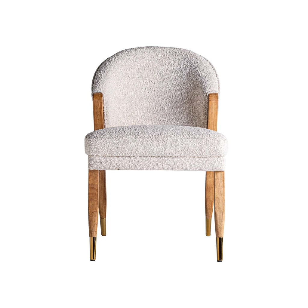 Stuhl aus Kiefernholz kombiniert mit weissem Bouclé - Maison Oudh