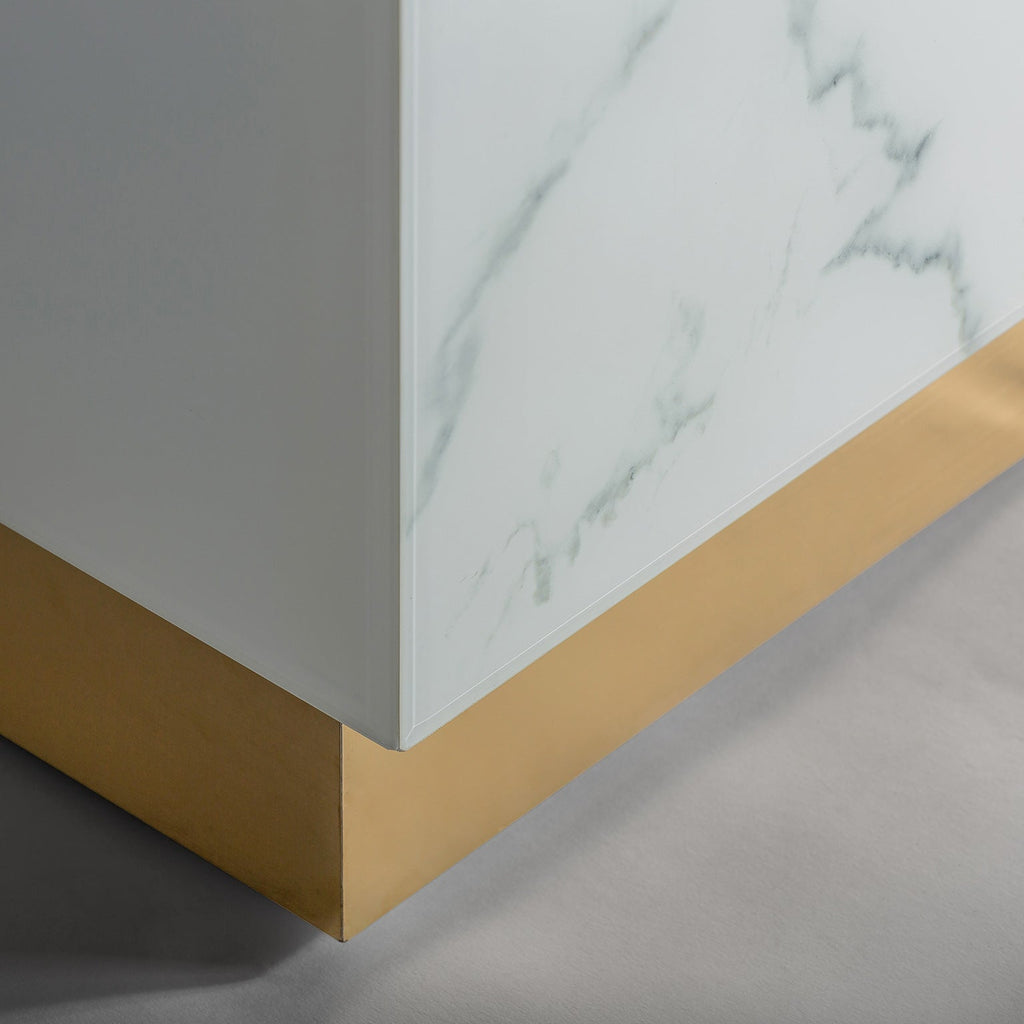 Theke in Weiss und Gold in Marmoroptik (large) - Maison Oudh