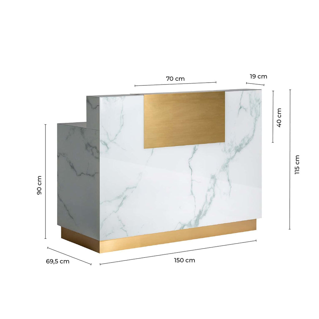 Theke in Weiss und Gold in Marmoroptik (large) - Maison Oudh