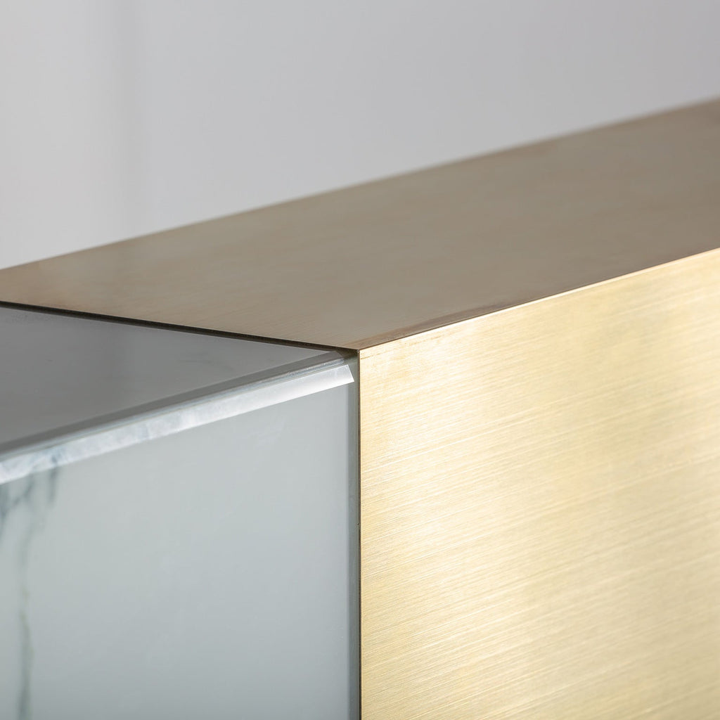 Theke in Weiss und Gold in Marmoroptik (large) - Maison Oudh