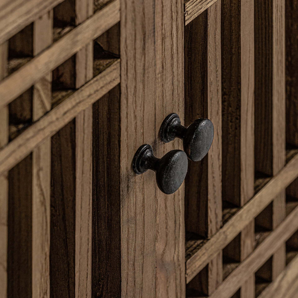 TV Board aus Tannenholz in einem schwarzen Gestell aus Eisen - Maison Oudh