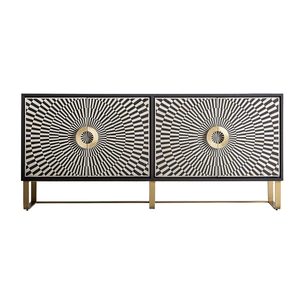 Art Deco Sideboard mit Bone Front und Goldenen Griffen