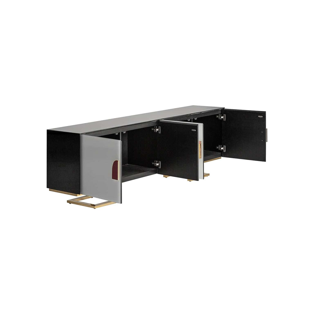 TV Schrank in Weiss mit dekorativen Griffen - Maison Oudh