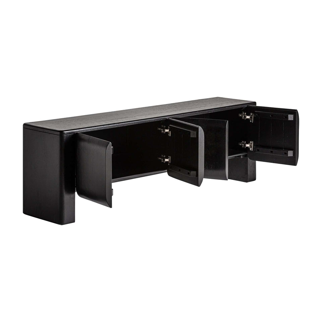 Viertüriges Sideboard aus Mangoholz in Schwarz -small- - Maison Oudh